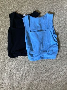 Garage Ruched Square Neck Tank Tops